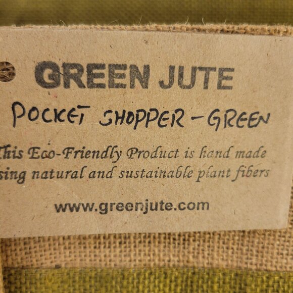 Handmade Green Jute tote bag with pockets and  Panda detail - Picture 3 of 3
